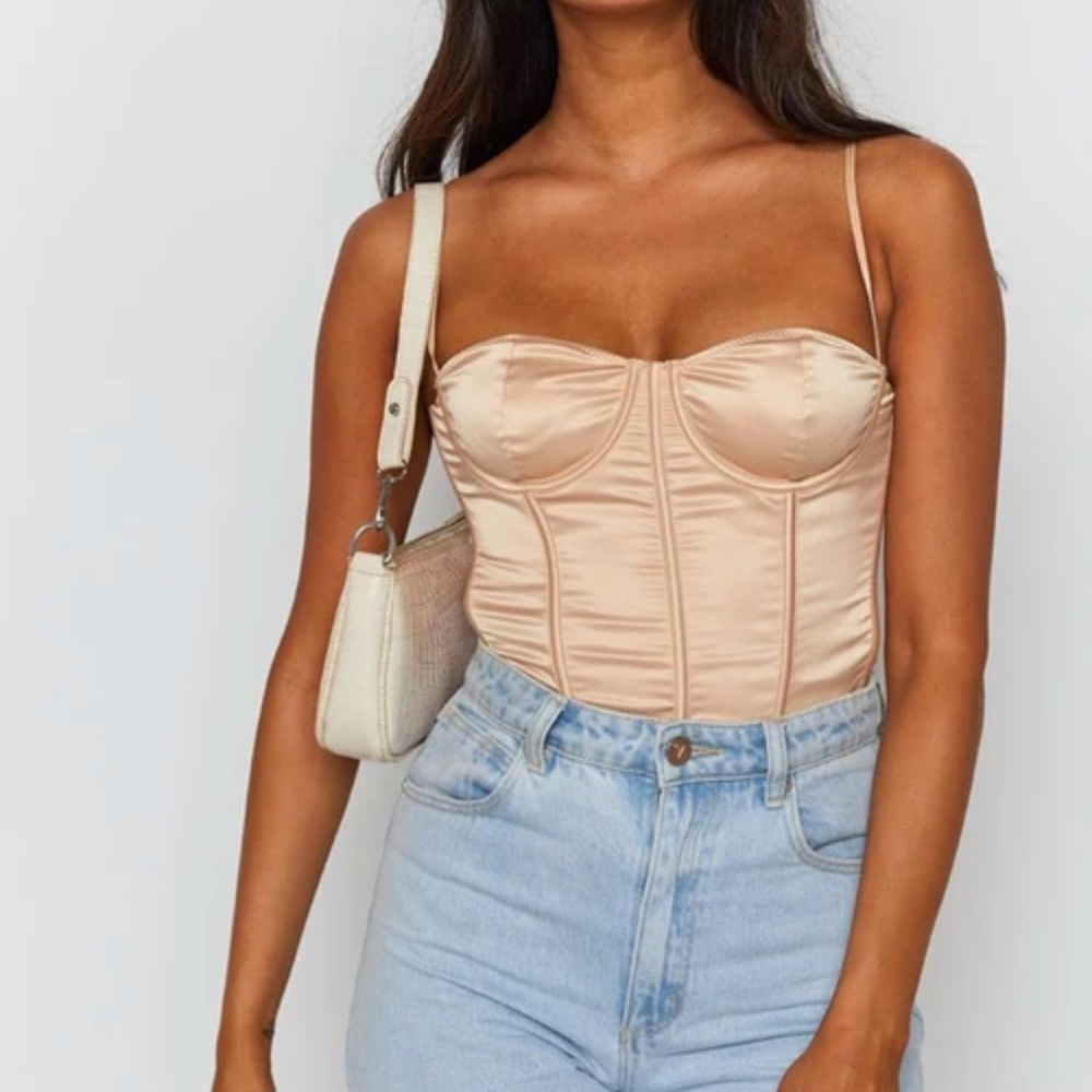 BEGINNING BOUTIQUE angel energy satin corset XS
